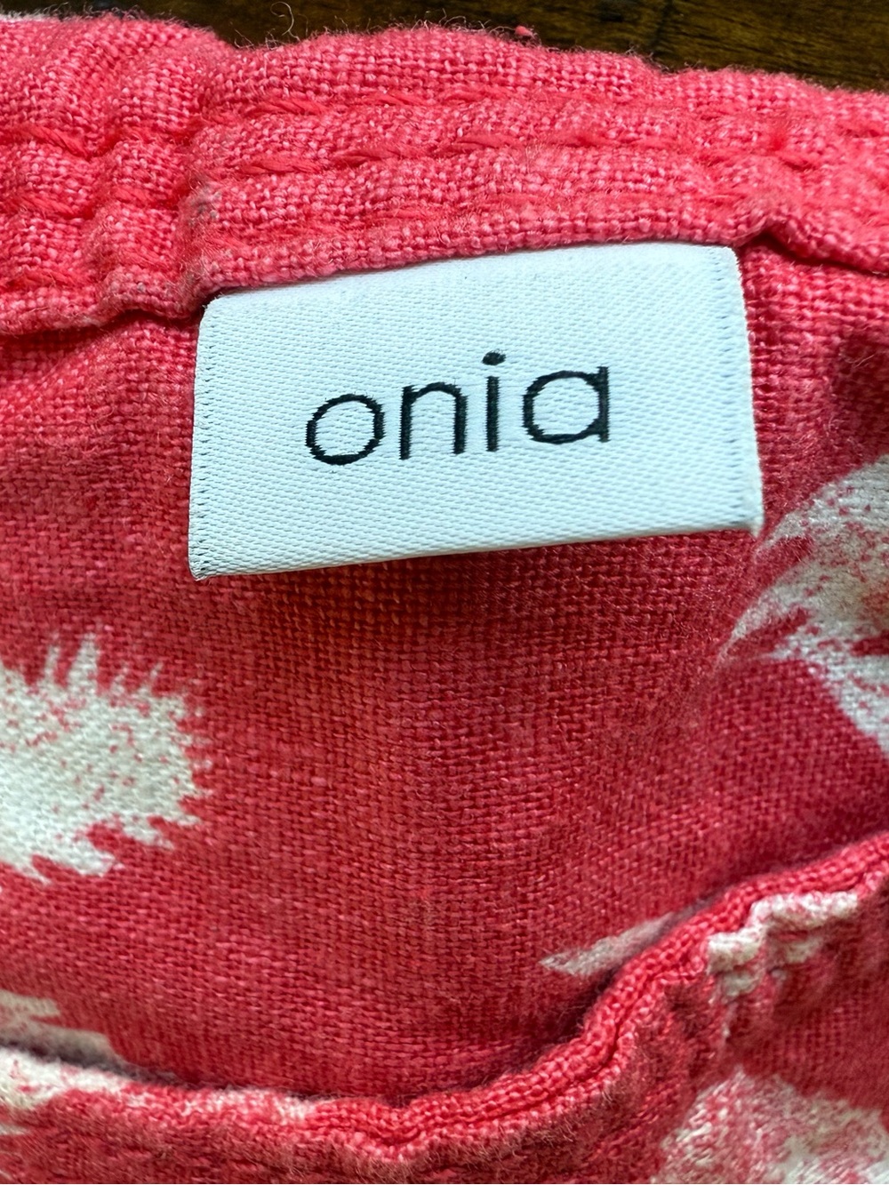 Onia Linen Blend Chambray Palm Print Austin Shorts | Size 30 - Picture 10 of 12